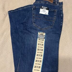 NWT Rock & Roll Denim Hooey Men's Blue Revolver Slim Straight Jeans. Size 30x30
